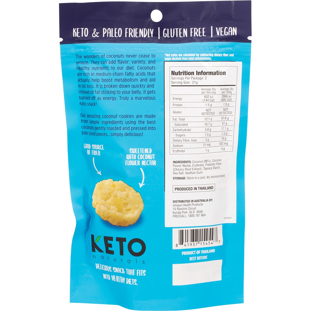 Keto Naturals Cookies Buttery Coconut 64g