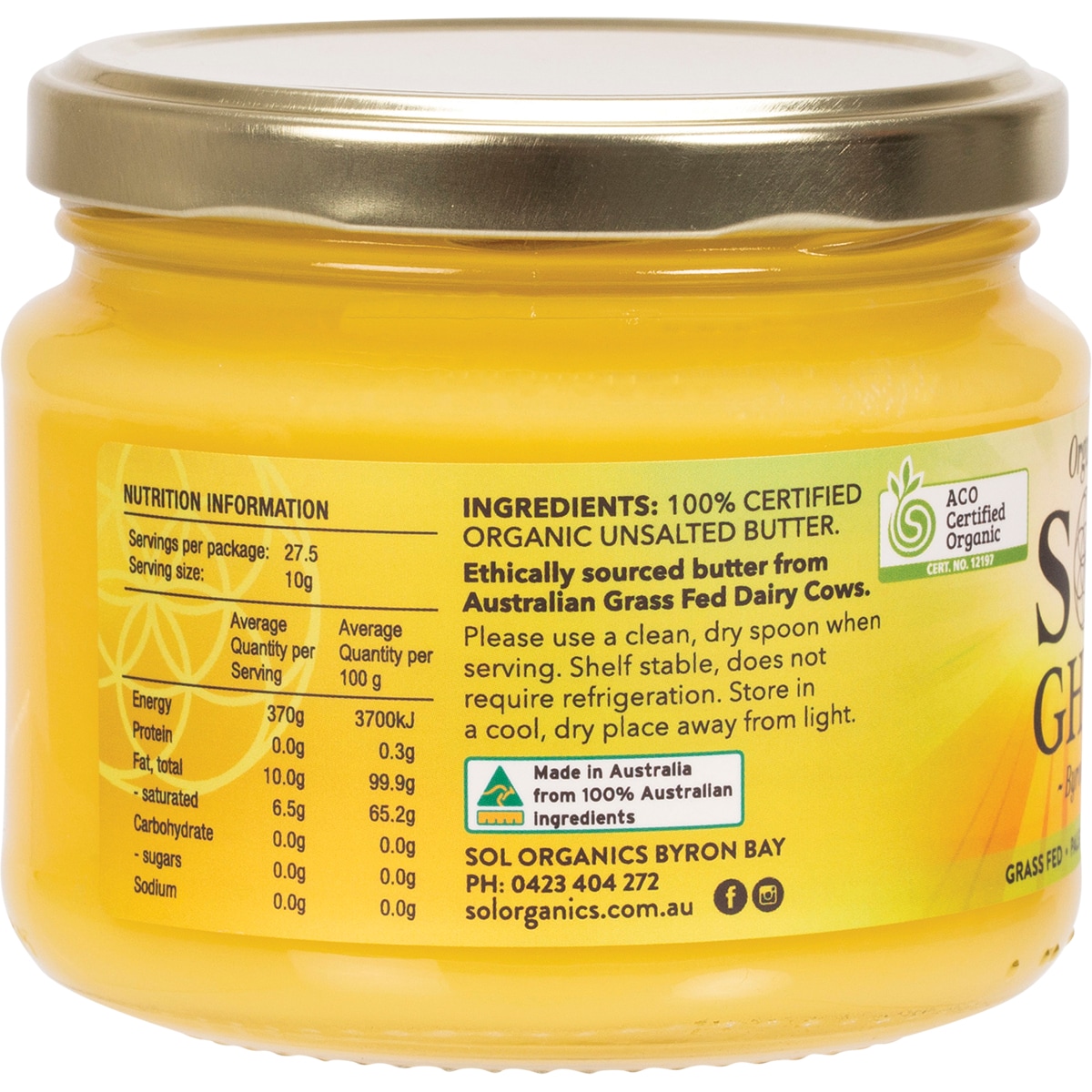 Sol Organics Organic Ghee 275g