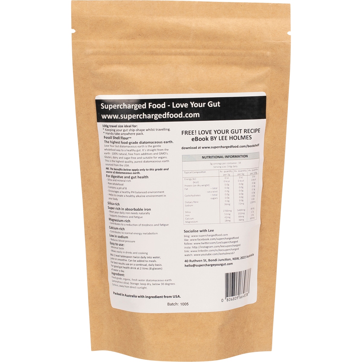 Supercharged Food Love Your Gut Powder Diatomaceous Earth 100g