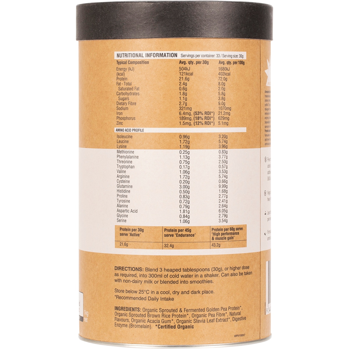 Amazonia Raw Protein Isolate Vanilla 1kg