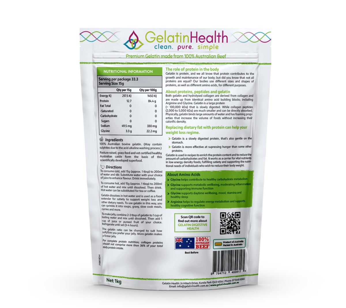 Gelatin Health Gelatin - Food Grade 500g