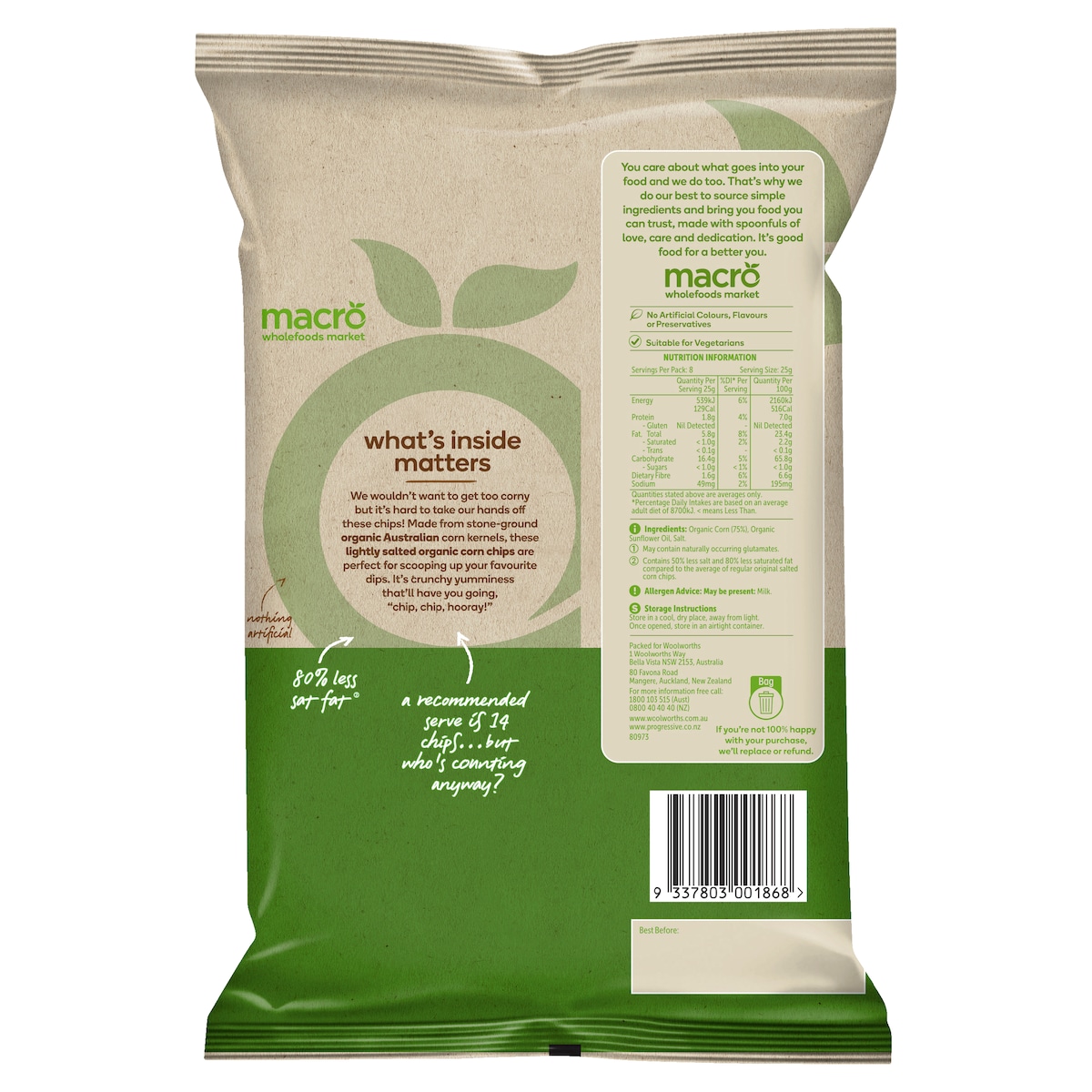 Macro Organic Original Corn Chips 200g