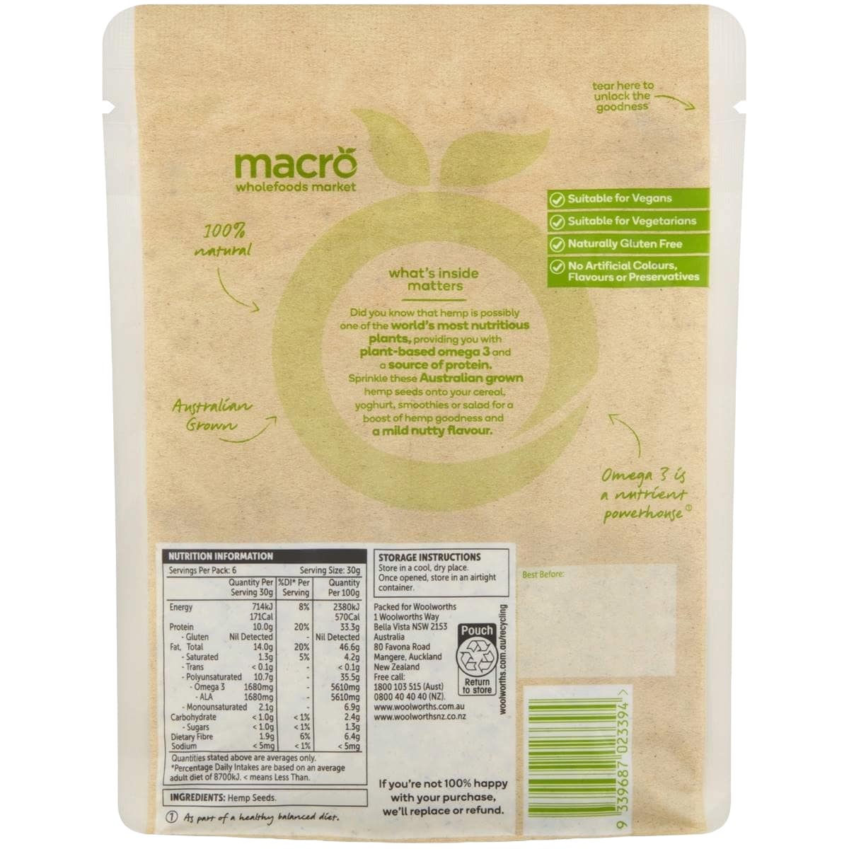 Macro Australian Hemp Seeds 200g