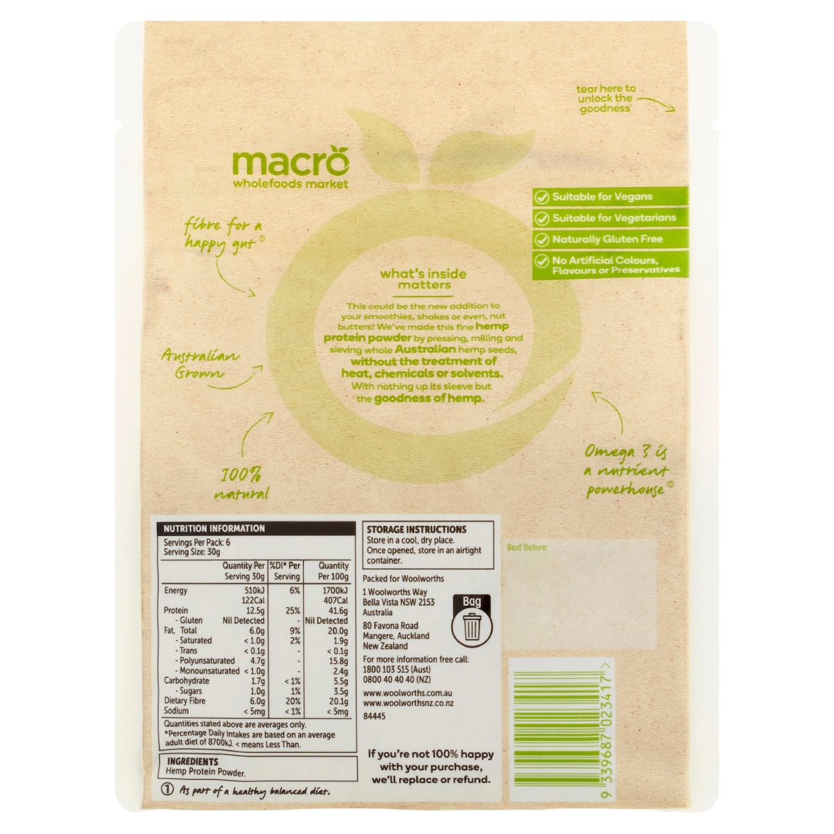 Macro Australian Hemp Seed Protein Powder 200g