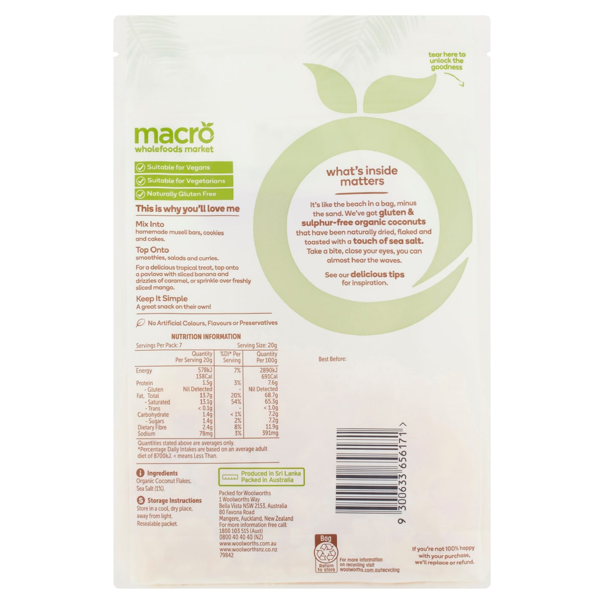 Macro Organic Toasted Coconut Flakes 140g