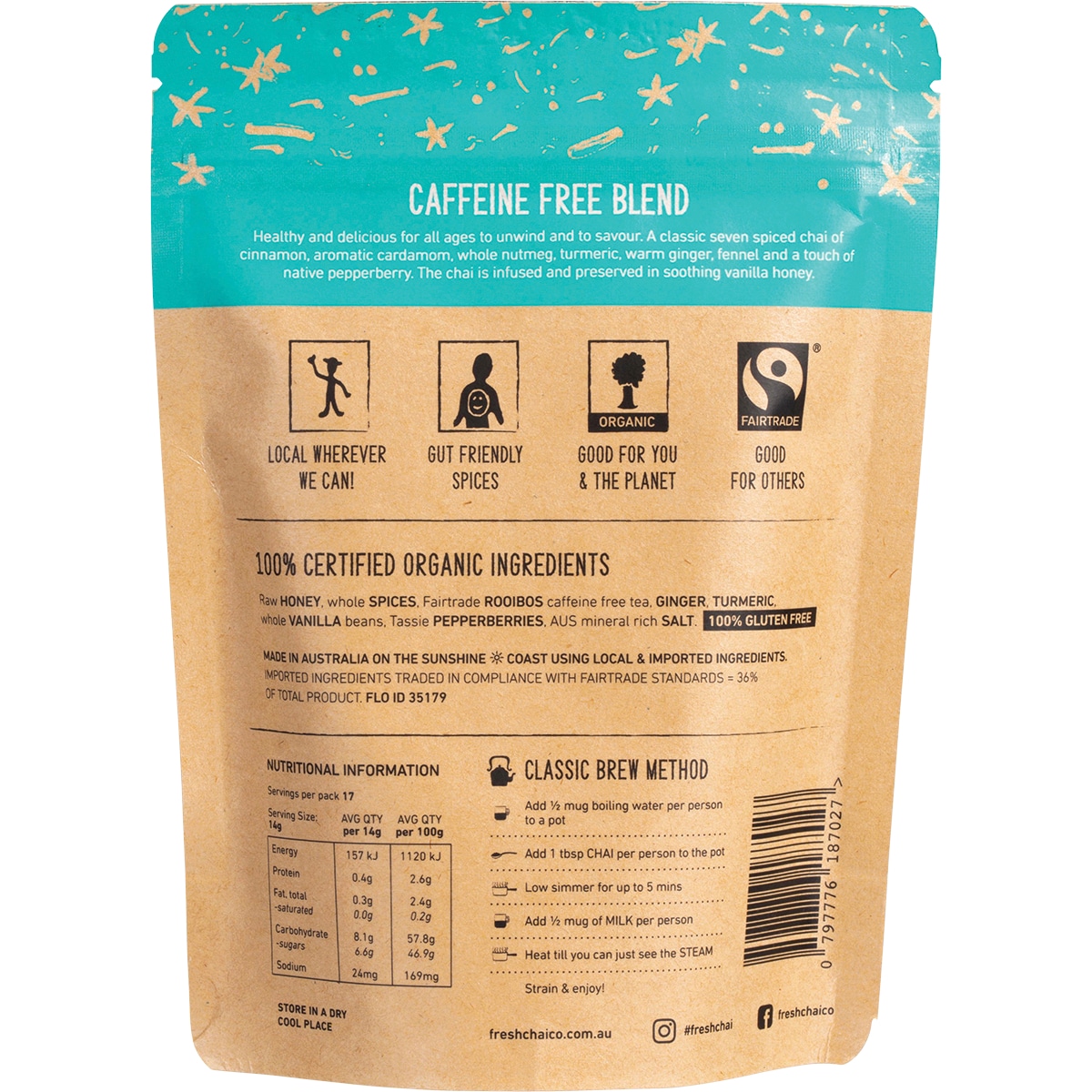 The Fresh Chai Co Caffeine Free Blend 125G