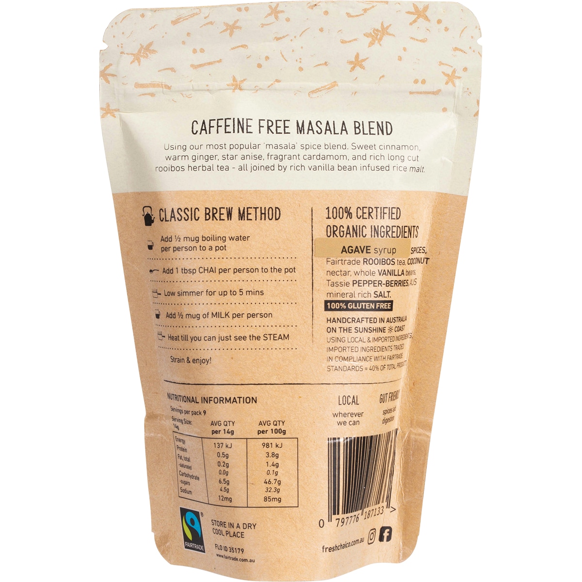 The Fresh Chai Co Vegan Caffeine Free Masala Blend 125g