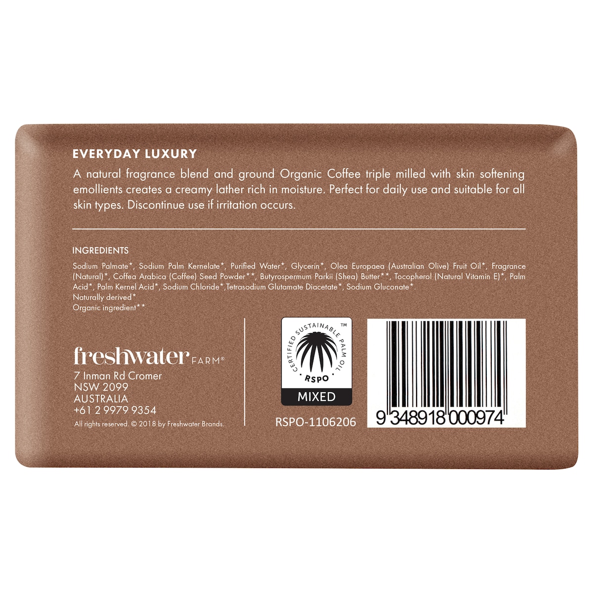 Freshwater Farm Organic Coffee Body Bar 200g