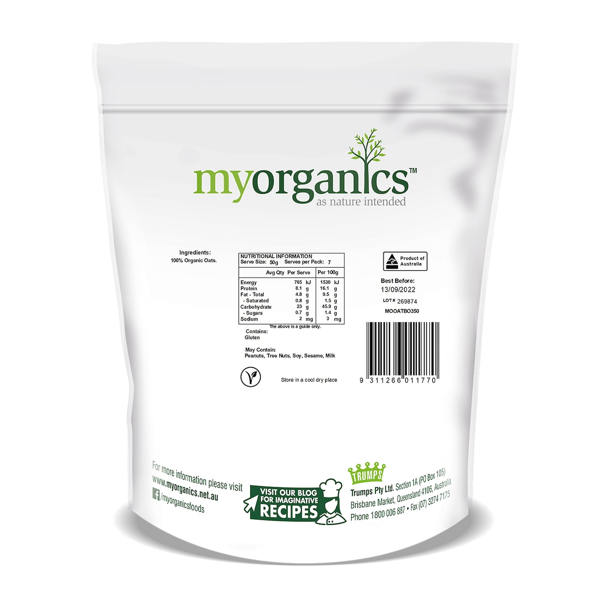 My Organics Oat Bran 350g