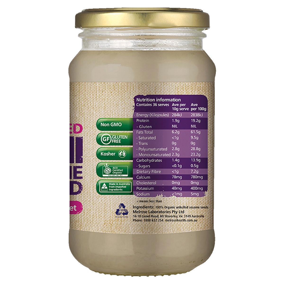 Melrose Organic Tahini Unhulled 365g