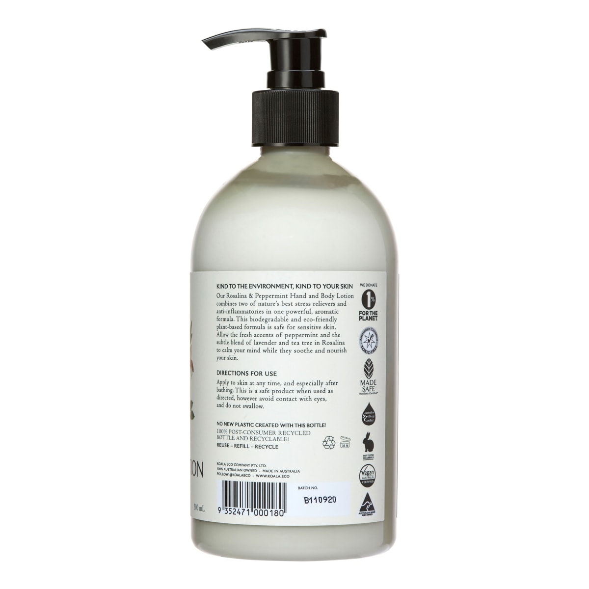 Koala Eco Hand & Body Lotion Rosalina & Peppermint 500ml