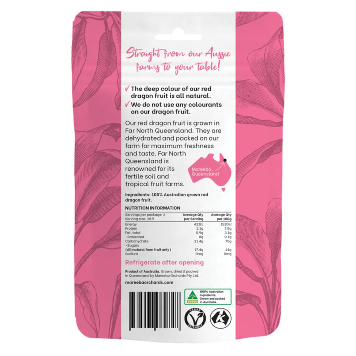 Mareeba Orchards Australian Dried Dragonfruit 57g