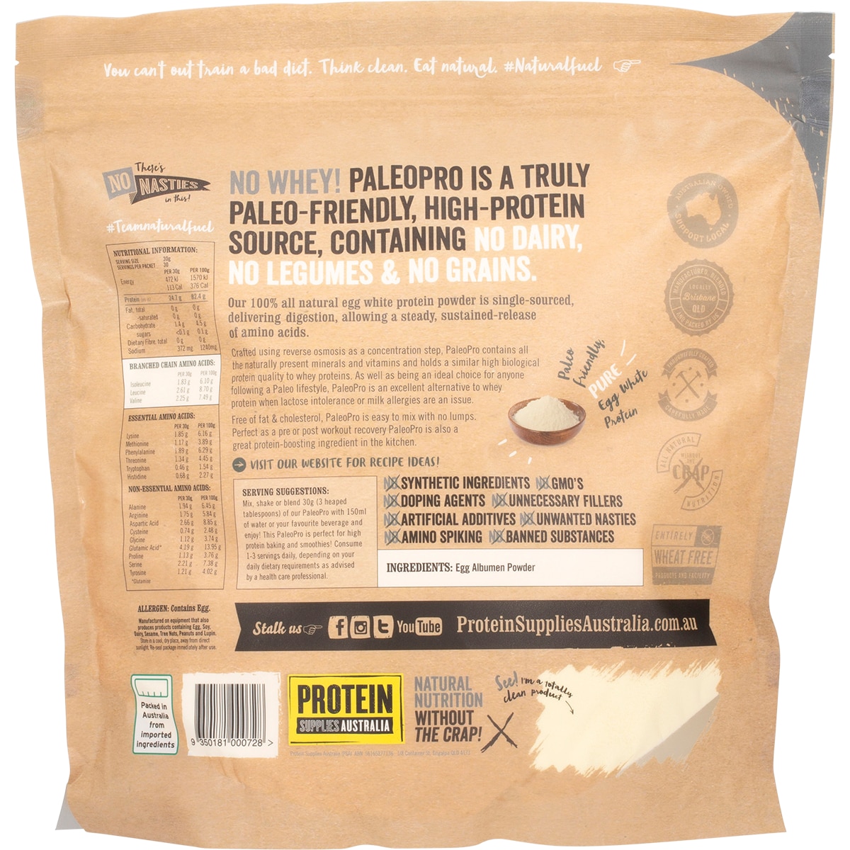 Protein Supplies Australia Paleo Pro Egg White Protein 900g