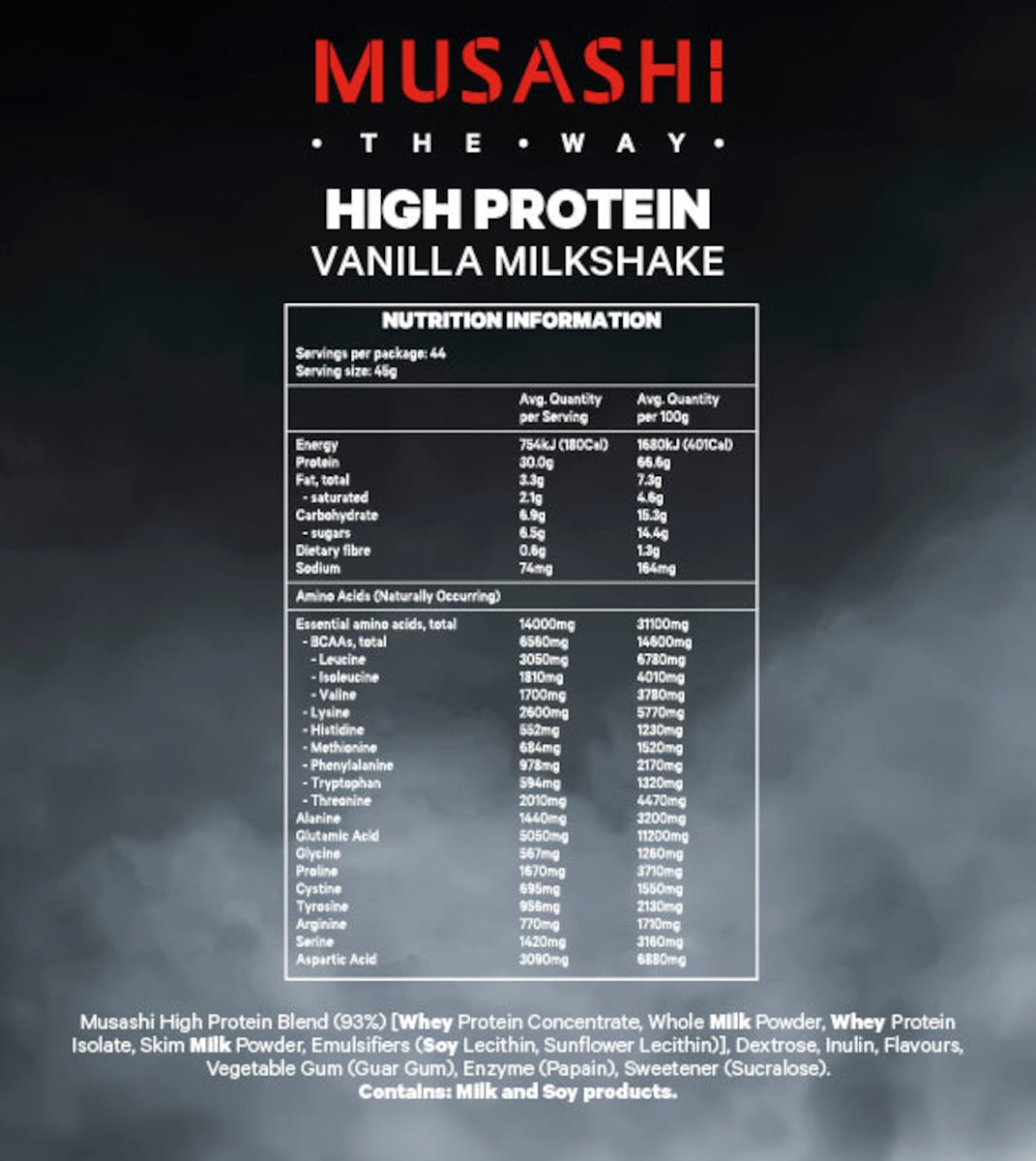 Musashi High Protein Vanilla Milkshake 2Kg