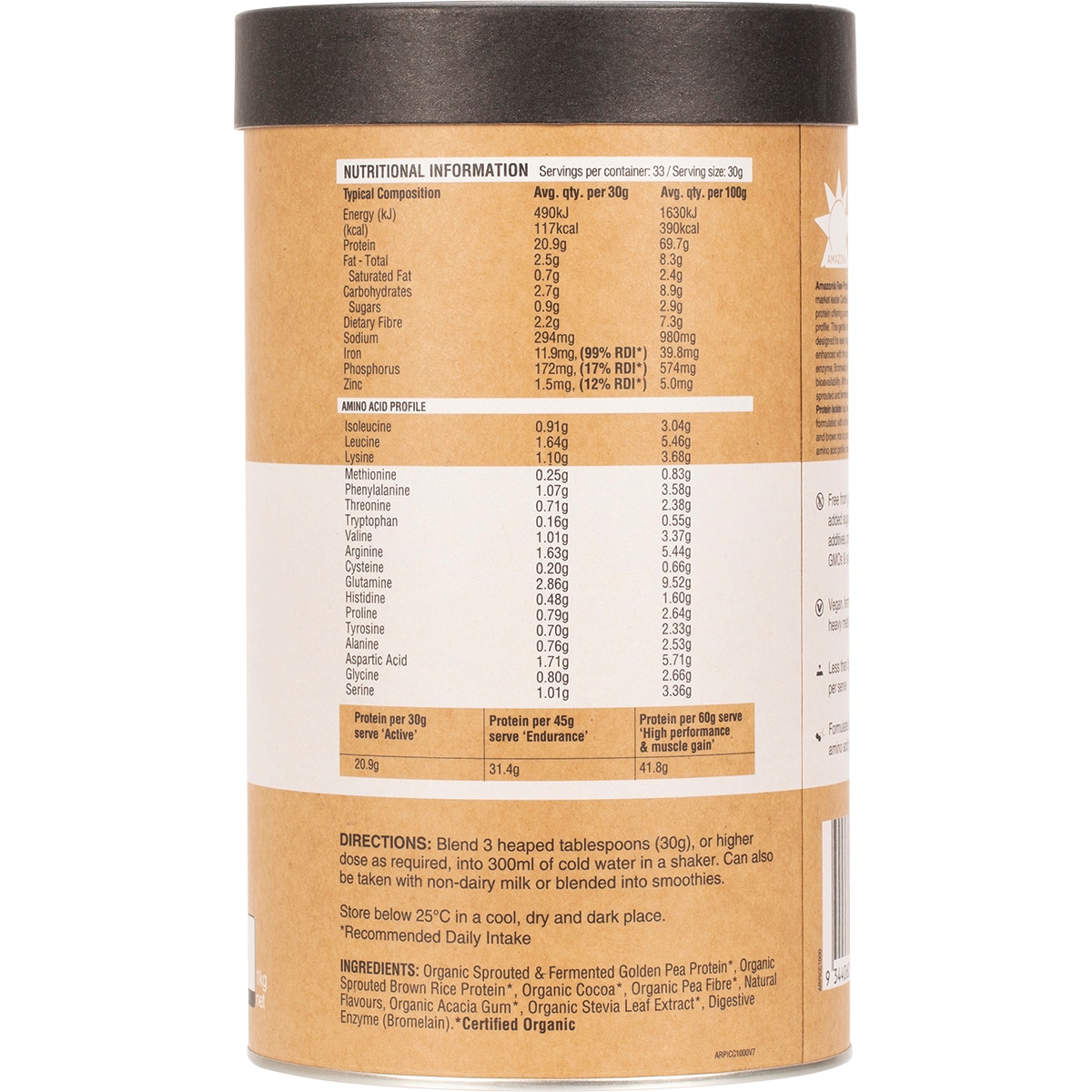 Amazonia Raw Protein Isolate Choc Coconut 1kg