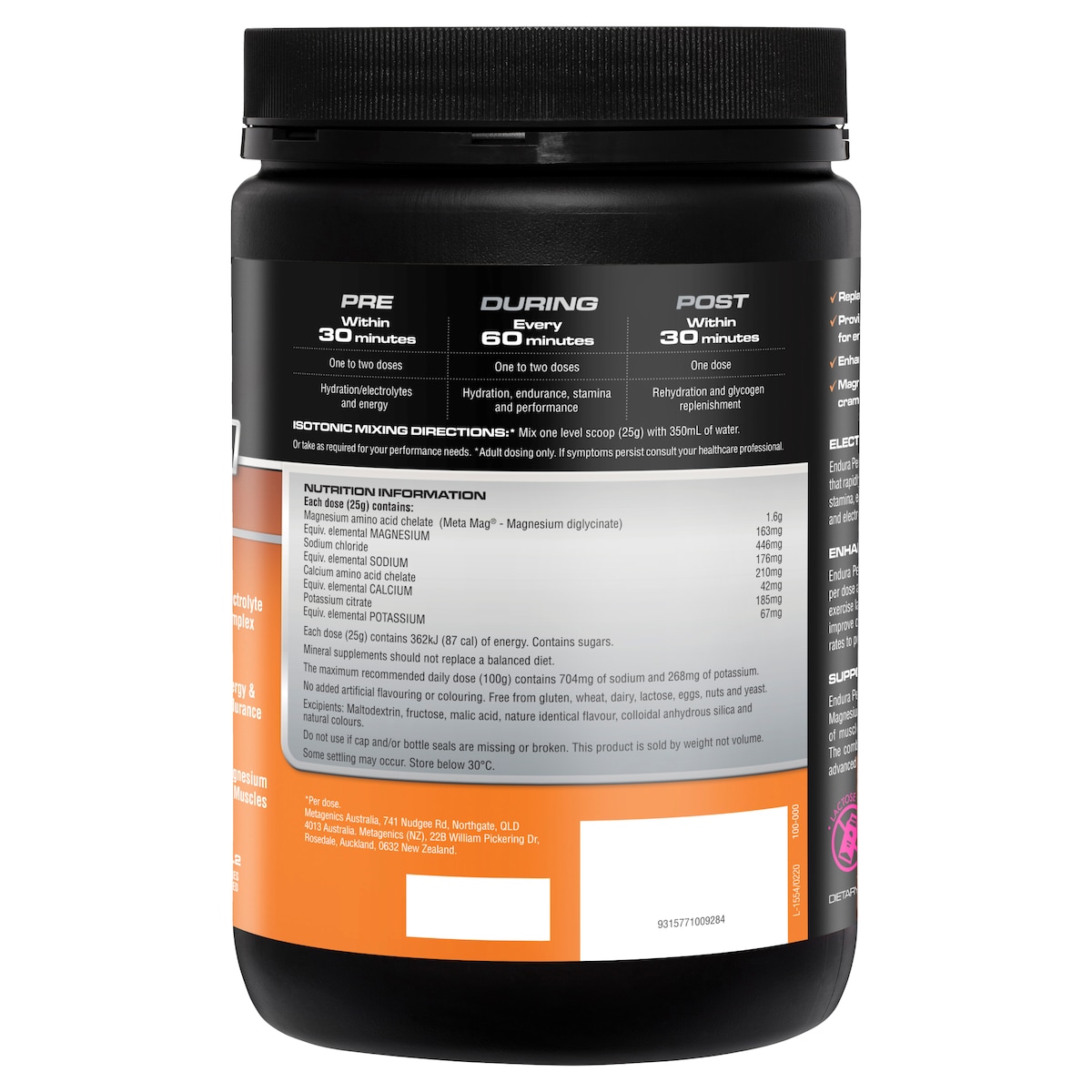 Endura Performance Hydration Orange 800g