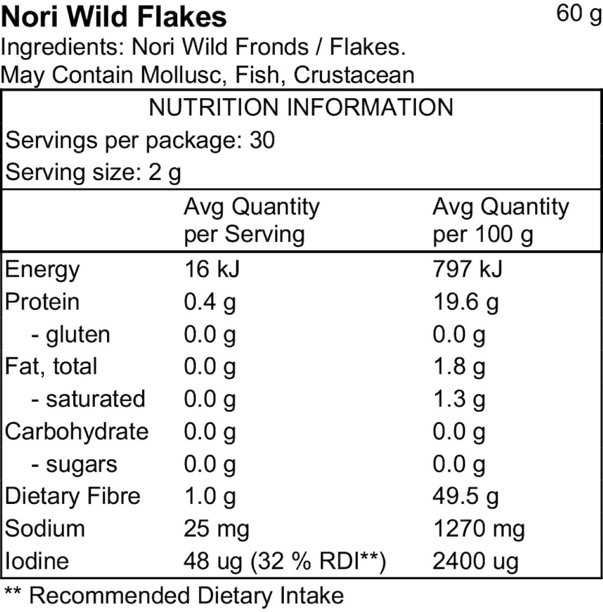 Pacific Harvest Nori Flakes 60g