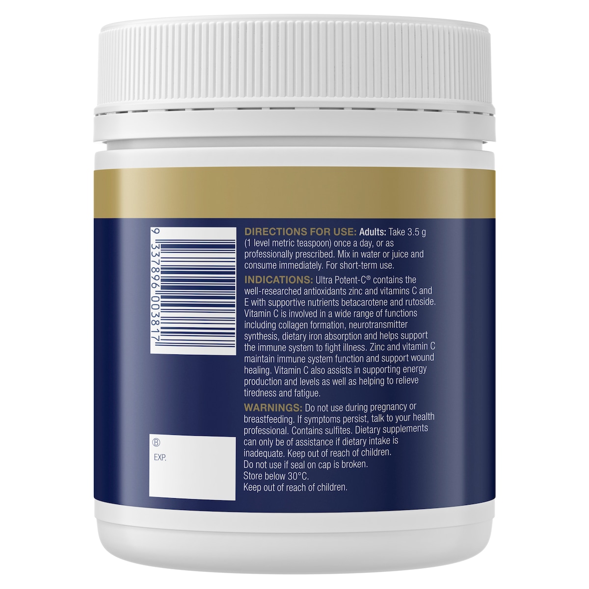 Bioceuticals Ultra Potent-C Powder Orange Flavour 500g