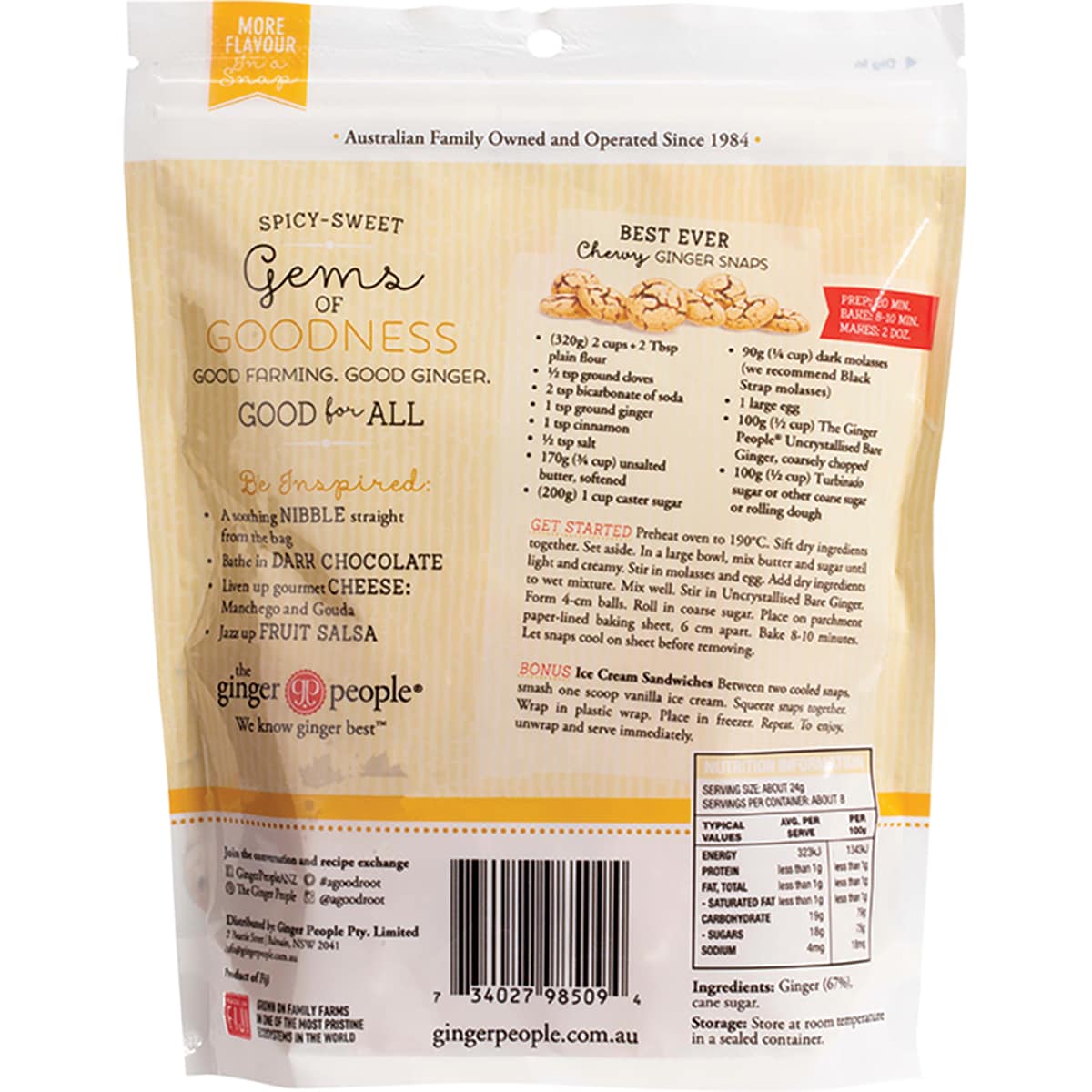 The Ginger People Uncrystallised Bare Ginger 200g