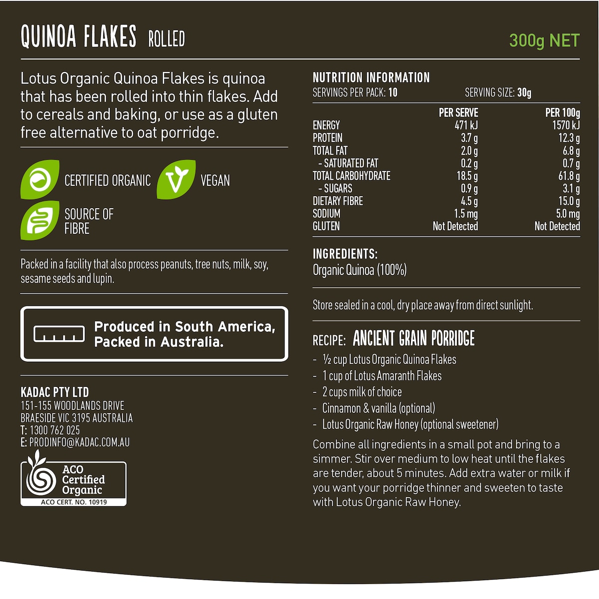 Lotus Organic Quinoa Flakes Rolled 300g