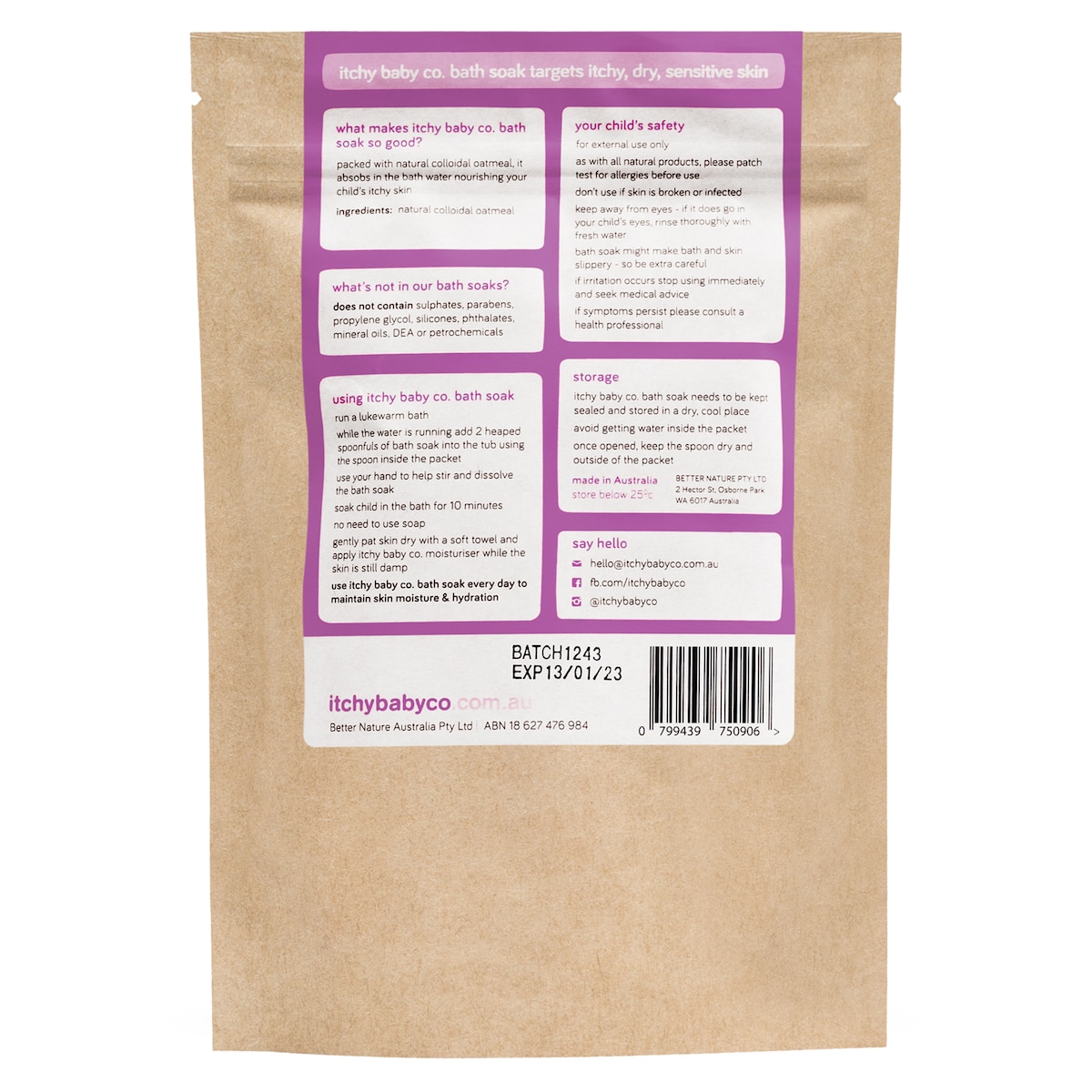 Itchy Baby Co. Natural Oatmeal Bath Soak 200g