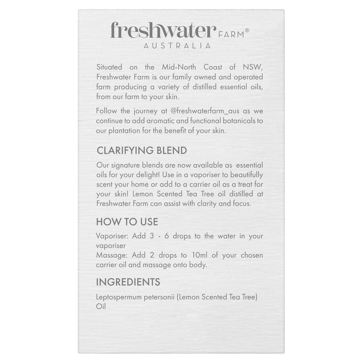 Freshwater Farm Tea Tree Essential Oil 20ml