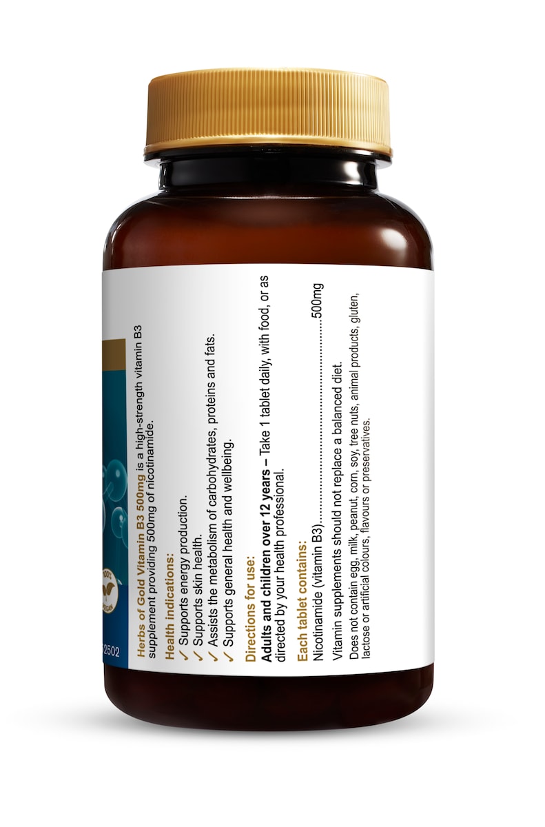 Herbs of Gold Vitamin B3 500mg 60 Tablets