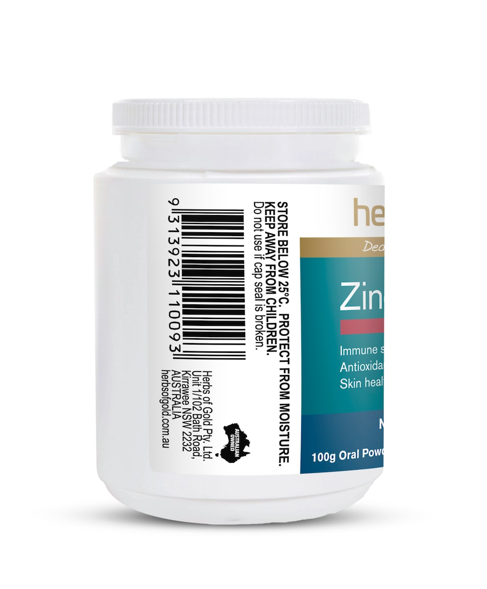 Herbs of Gold Zinc Forte + C Powder 100g