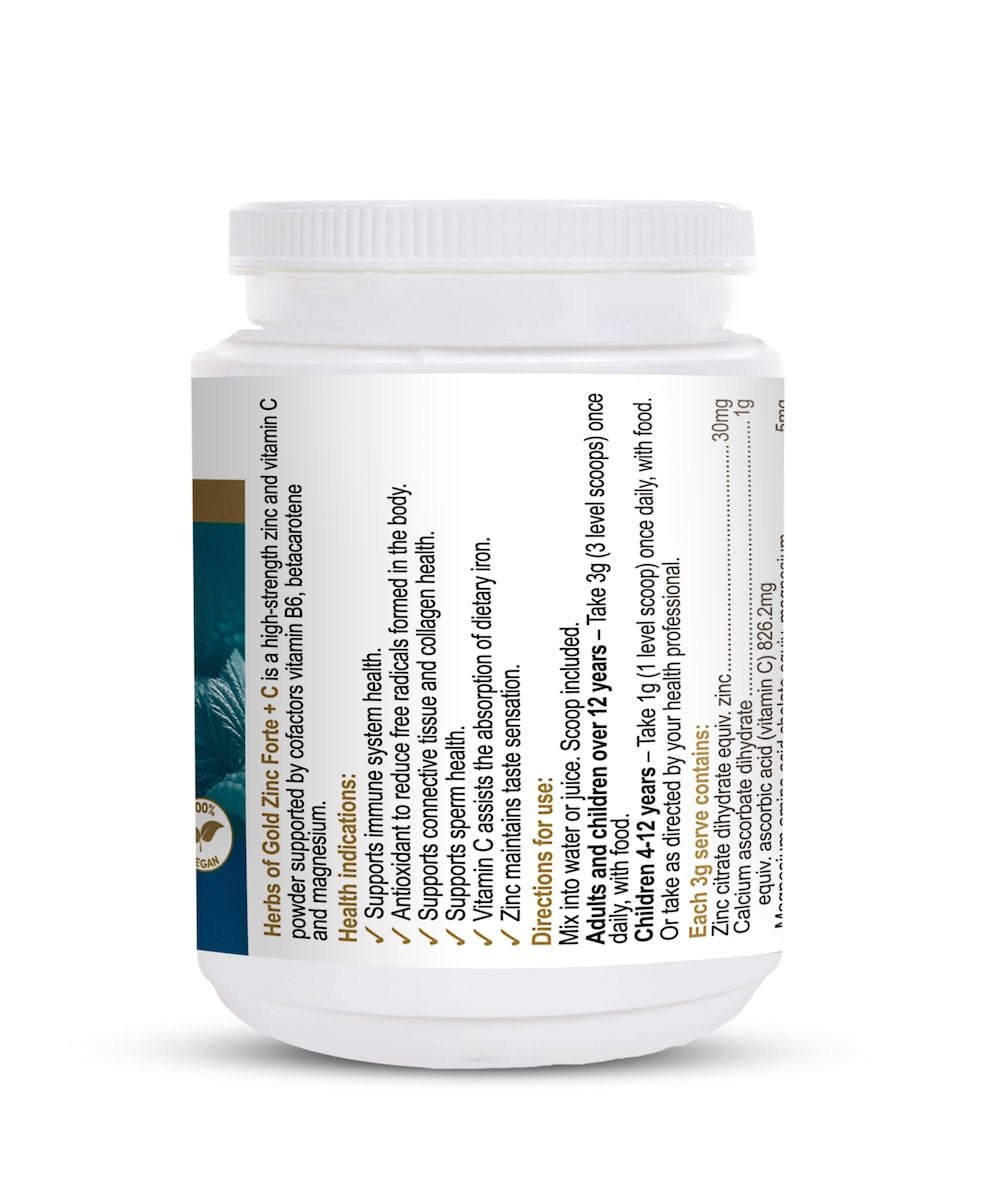 Herbs of Gold Zinc Forte + C Powder 100g