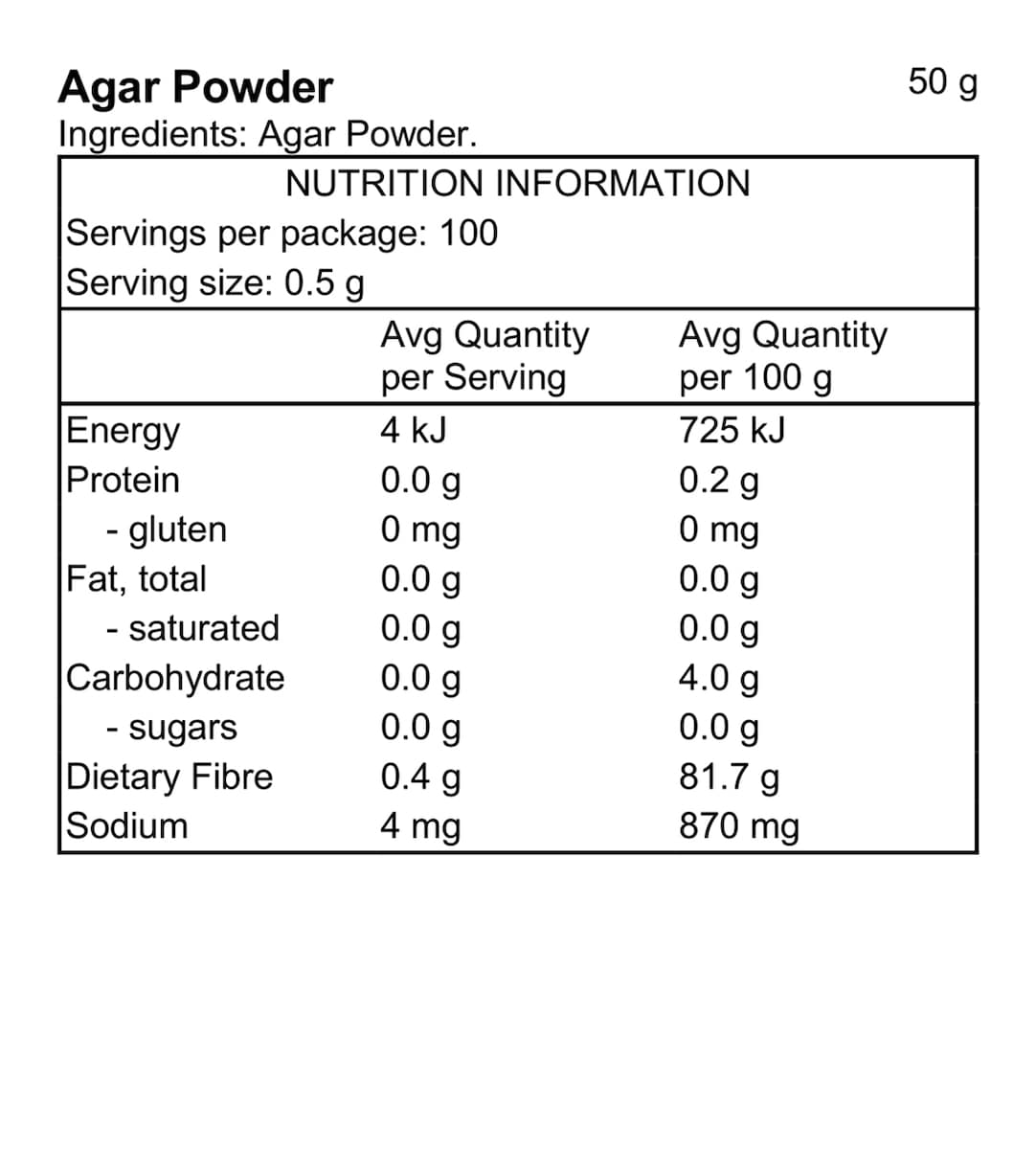 Pacific Harvest Premium Agar Powder 50g