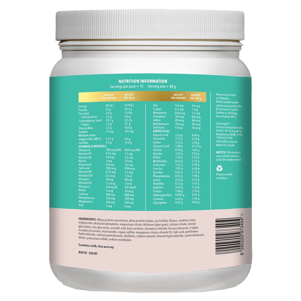 Slimstyles Meal Replacement Shake Vanilla 720g