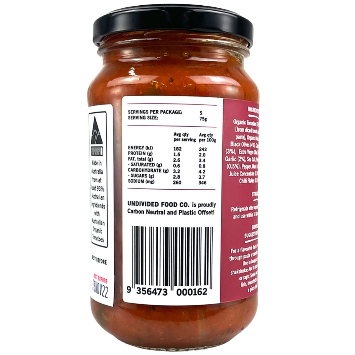 Undivided Food Co GOOD Sugo Puttanesca Sauce 375g