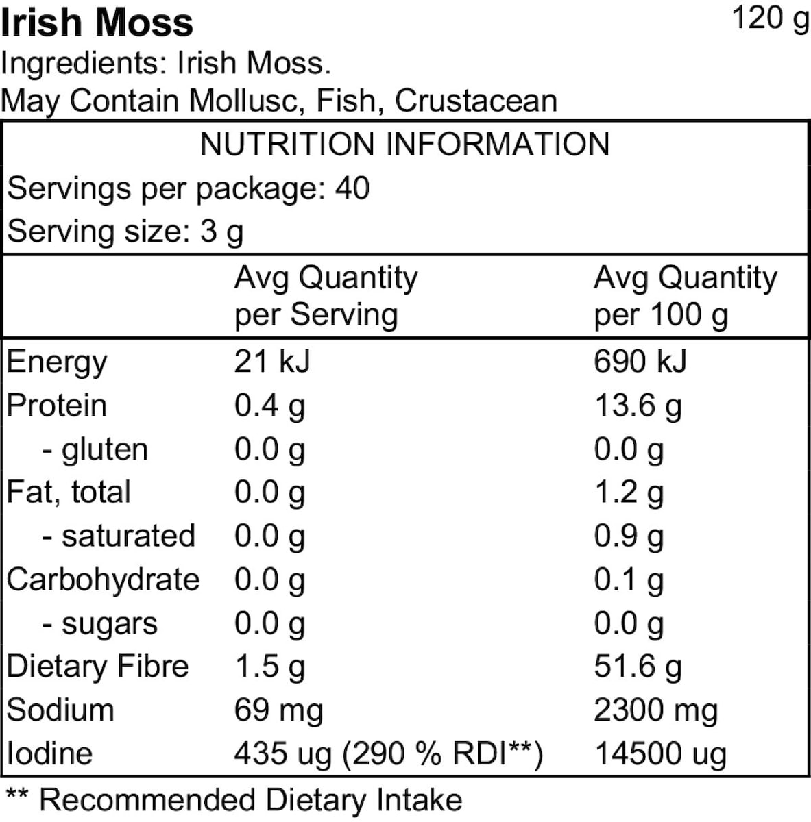 Pacific Harvest Irish Sea Moss Pieces 120g