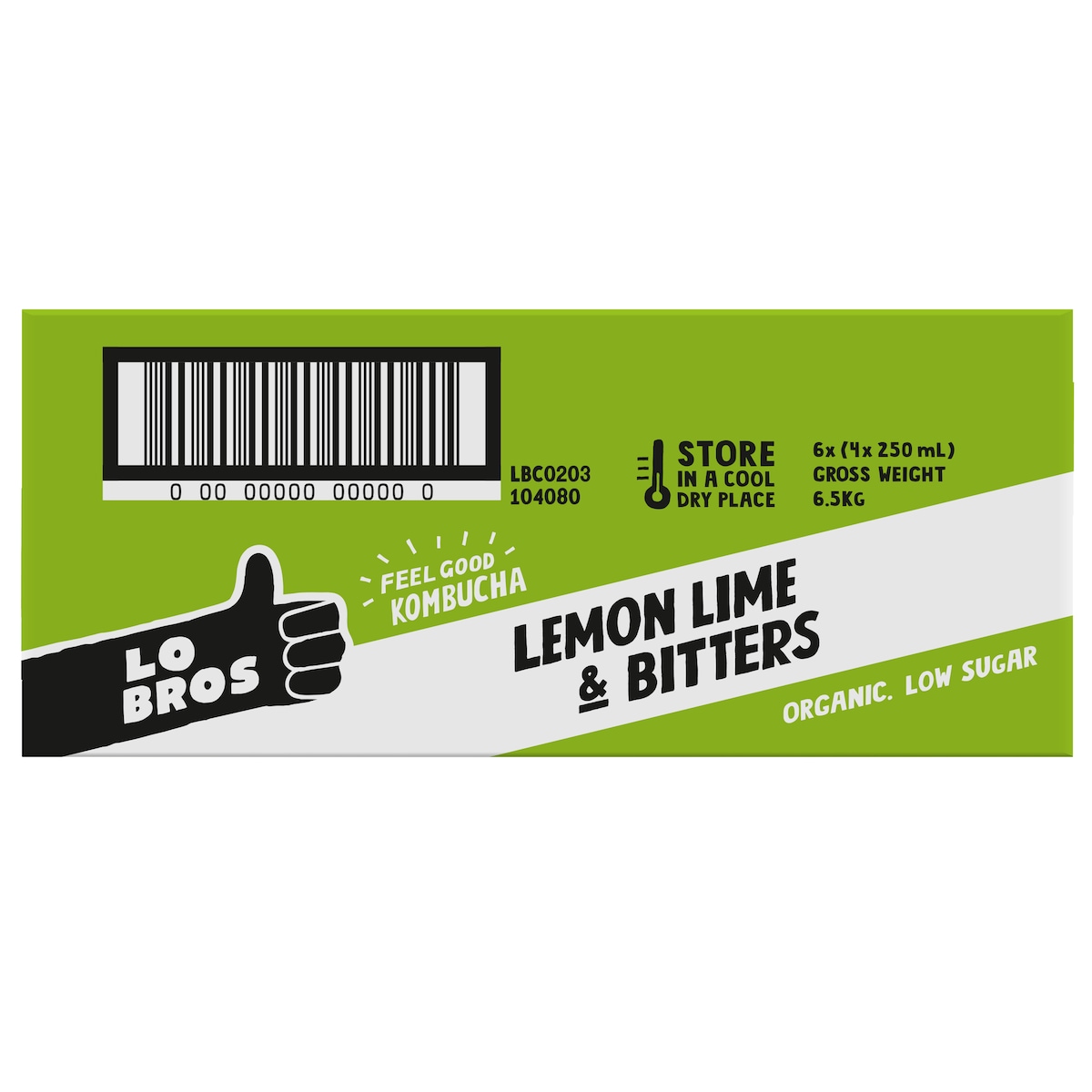 Lo Bros Kombucha Soda Lemon Lime & Bitters 6x4x250ml