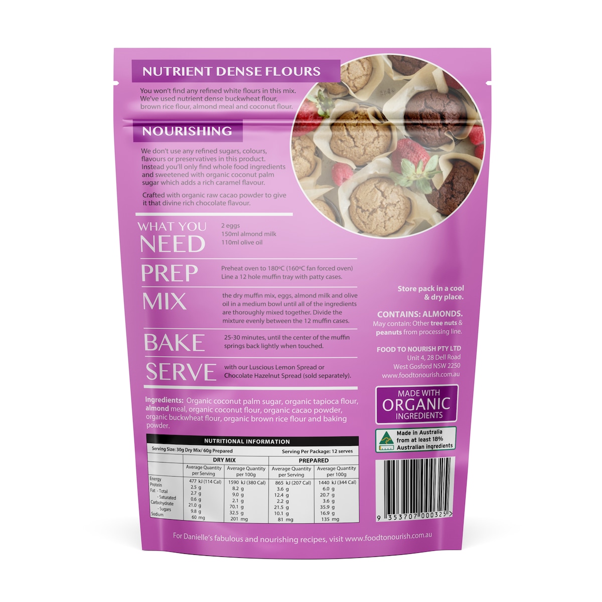 Food to Nourish Chocolate Muffin Mix 360g