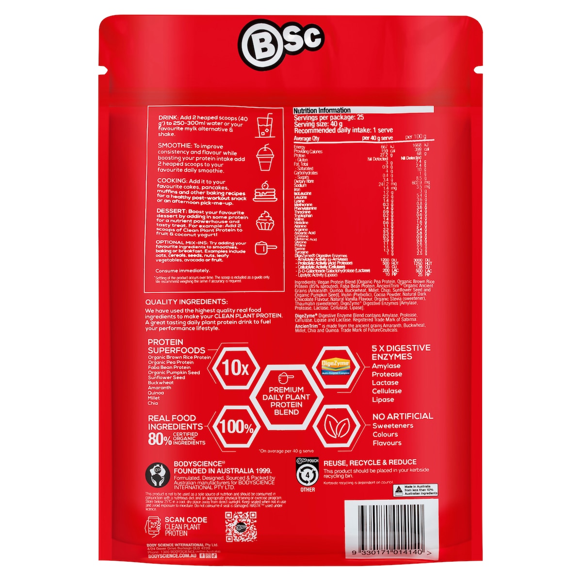 BSc Clean Plant Protein Rich Chocolate 1kg