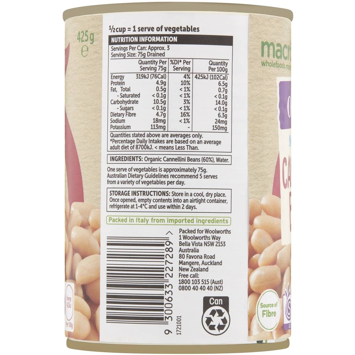 Macro Organic Cannellini Beans 425g