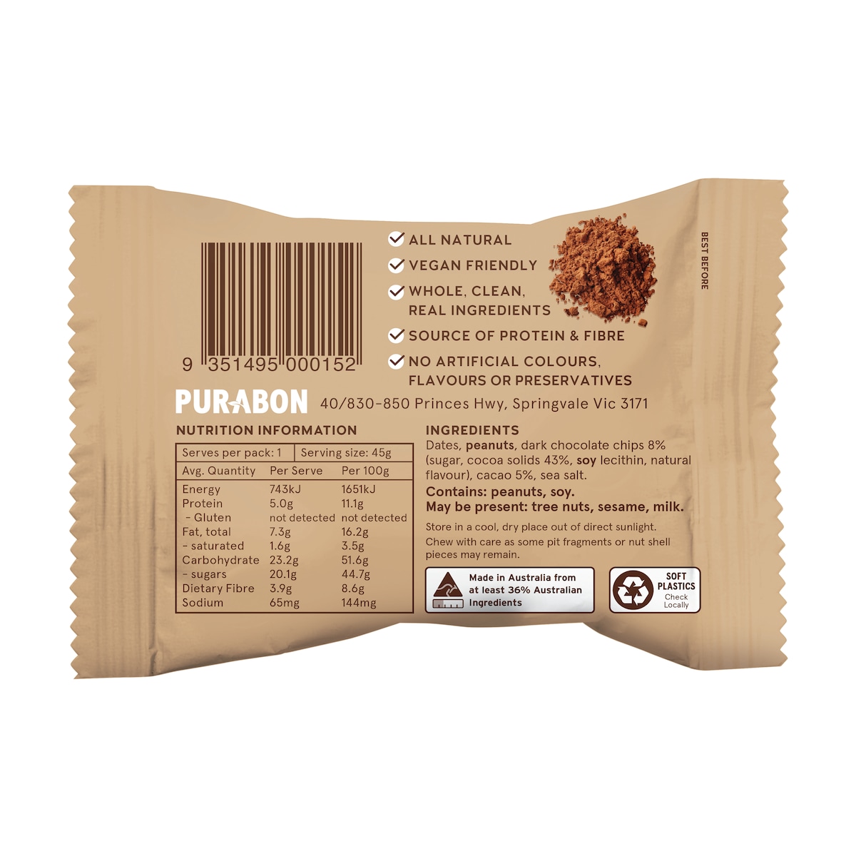 Purabon Ball Double Choc Chip 45g