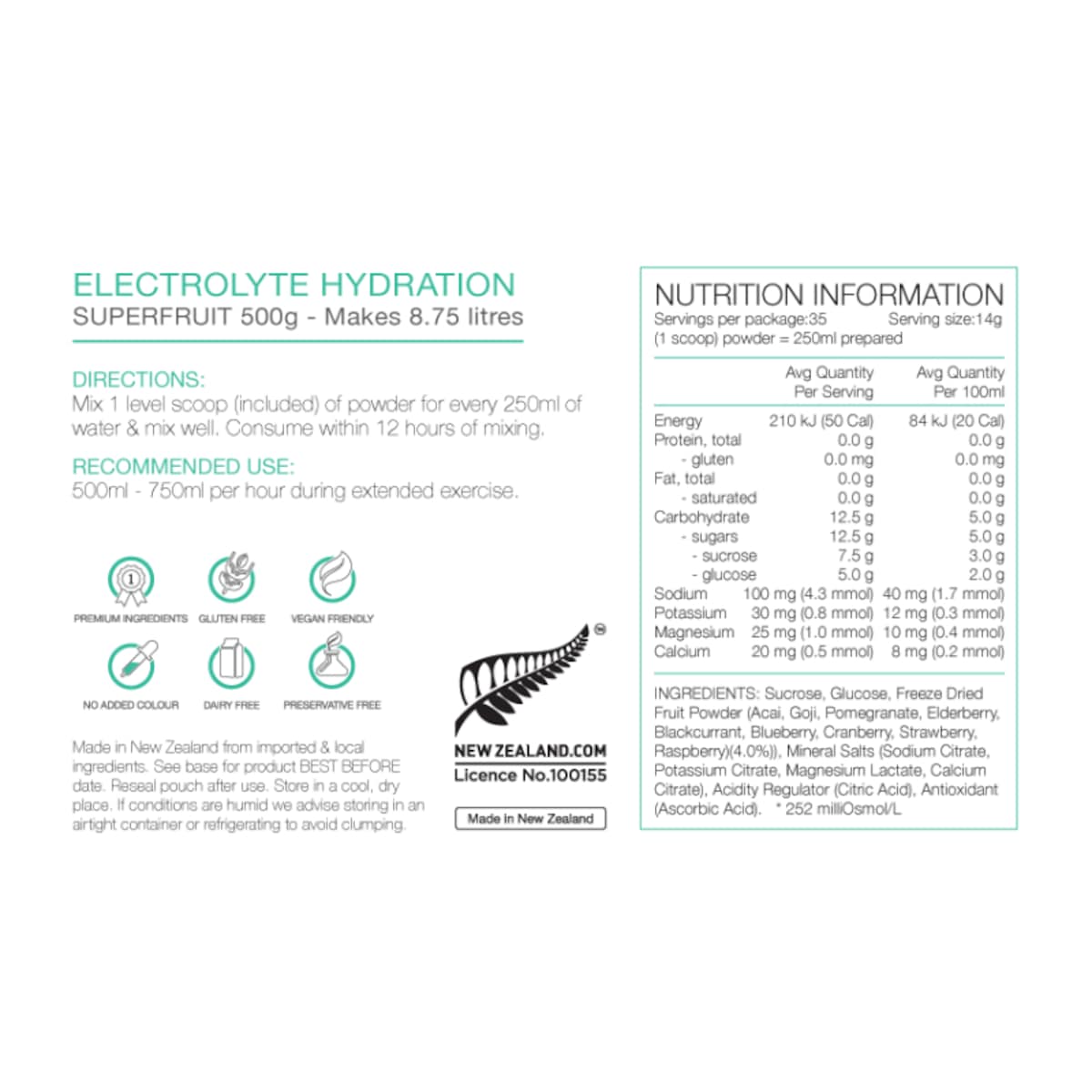 Pure Sports Nutrition Electrolyte Hydration Superfruits 500g