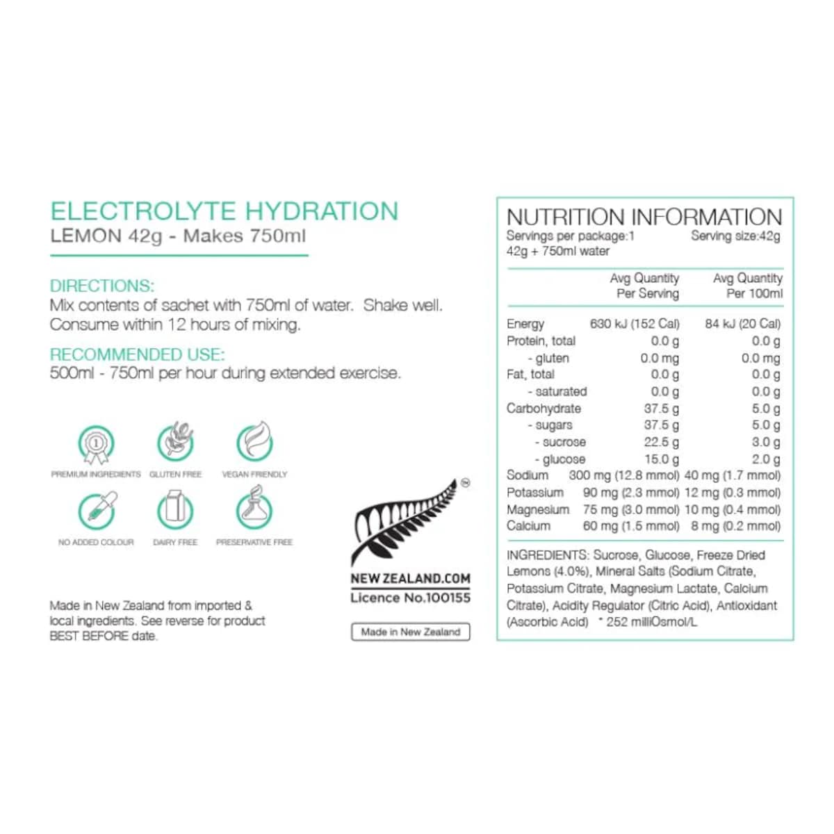 Pure Sports Nutrition Electrolyte Hydration Lemon 25 x 42g