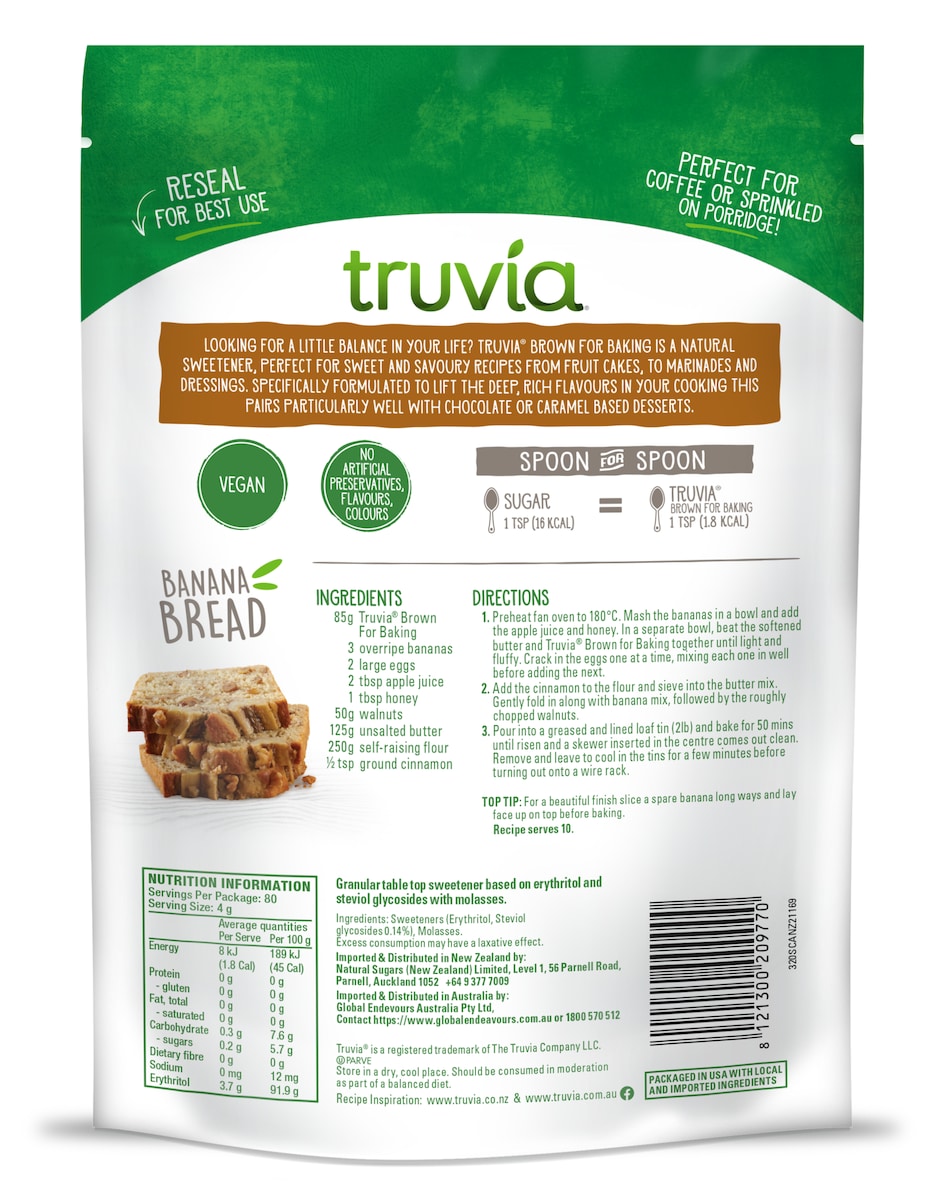 Truvia for Baking Brown Sweetener 320g