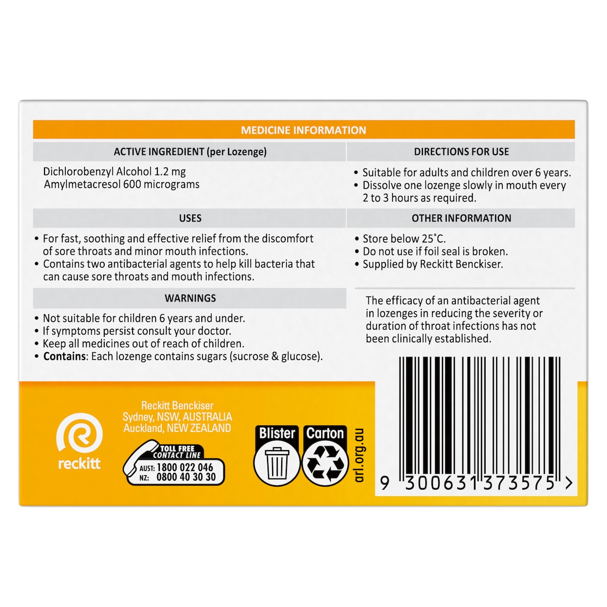 Strepsils Sore Throat Relief Honey & Lemon Lozenges 36 Pack