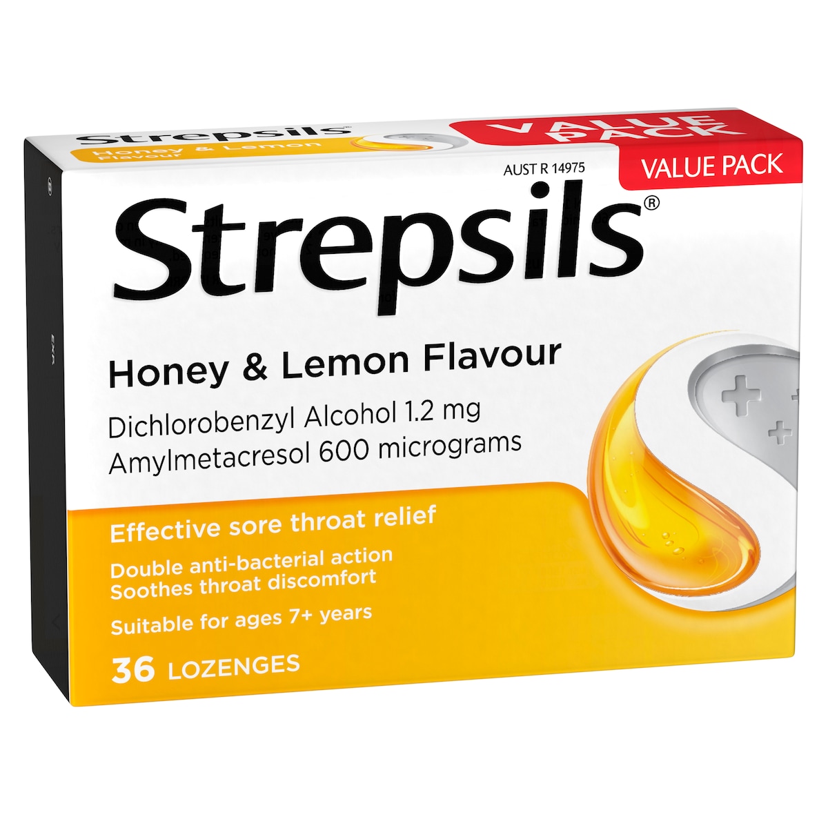 Strepsils Sore Throat Relief Honey & Lemon Lozenges 36 Pack