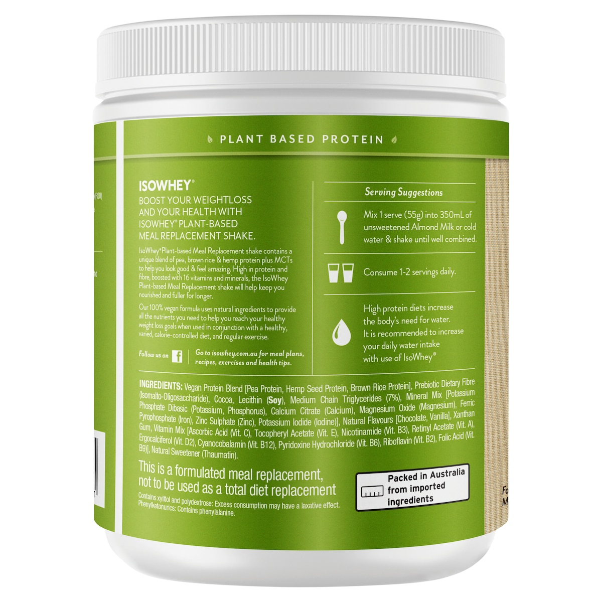 IsoWhey Plant-Based Meal Replacement Shake Chocolate 550g