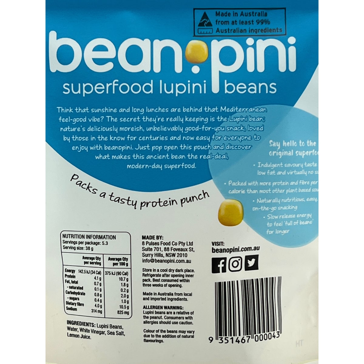 Beanopini Lupini Beans Cracking Sea Salt 200g