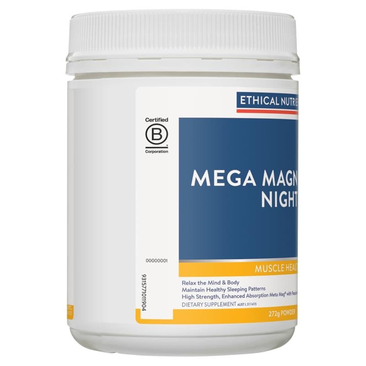 Ethical Nutrients Mega Magnesium Night Powder Mango Passion 272g