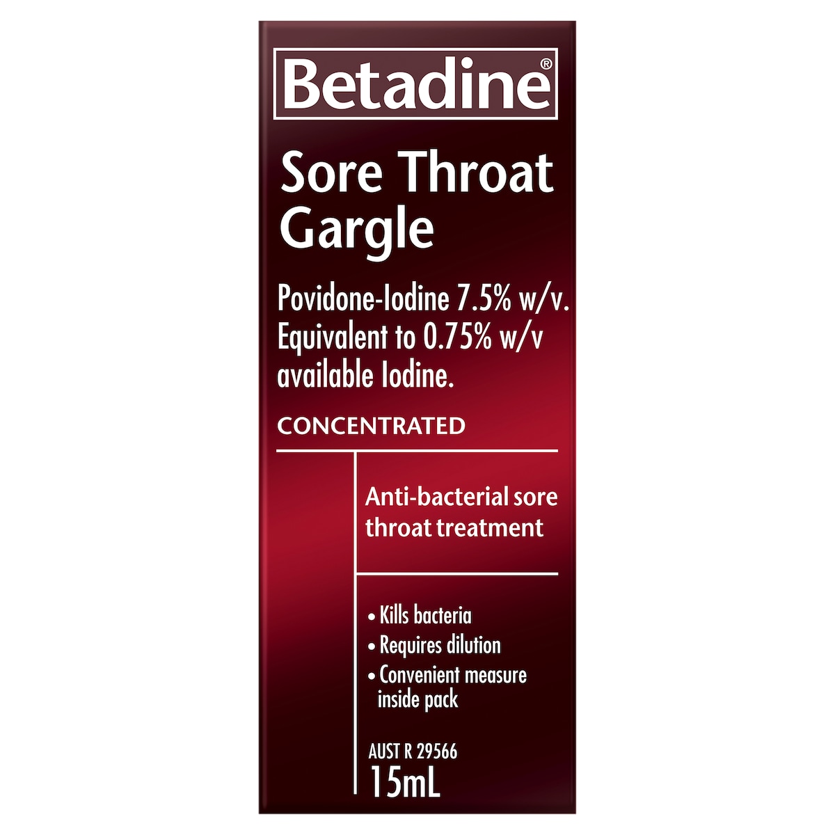 Betadine Concentrated Sore Throat Gargle 15ml