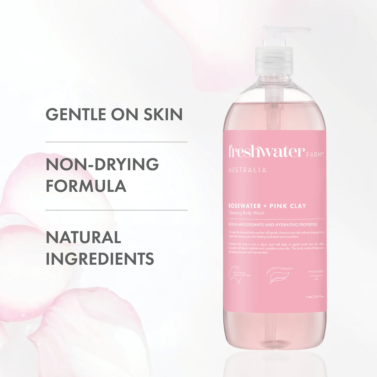 Freshwater Farm Rosewater + Pink Clay Body Wash 1L