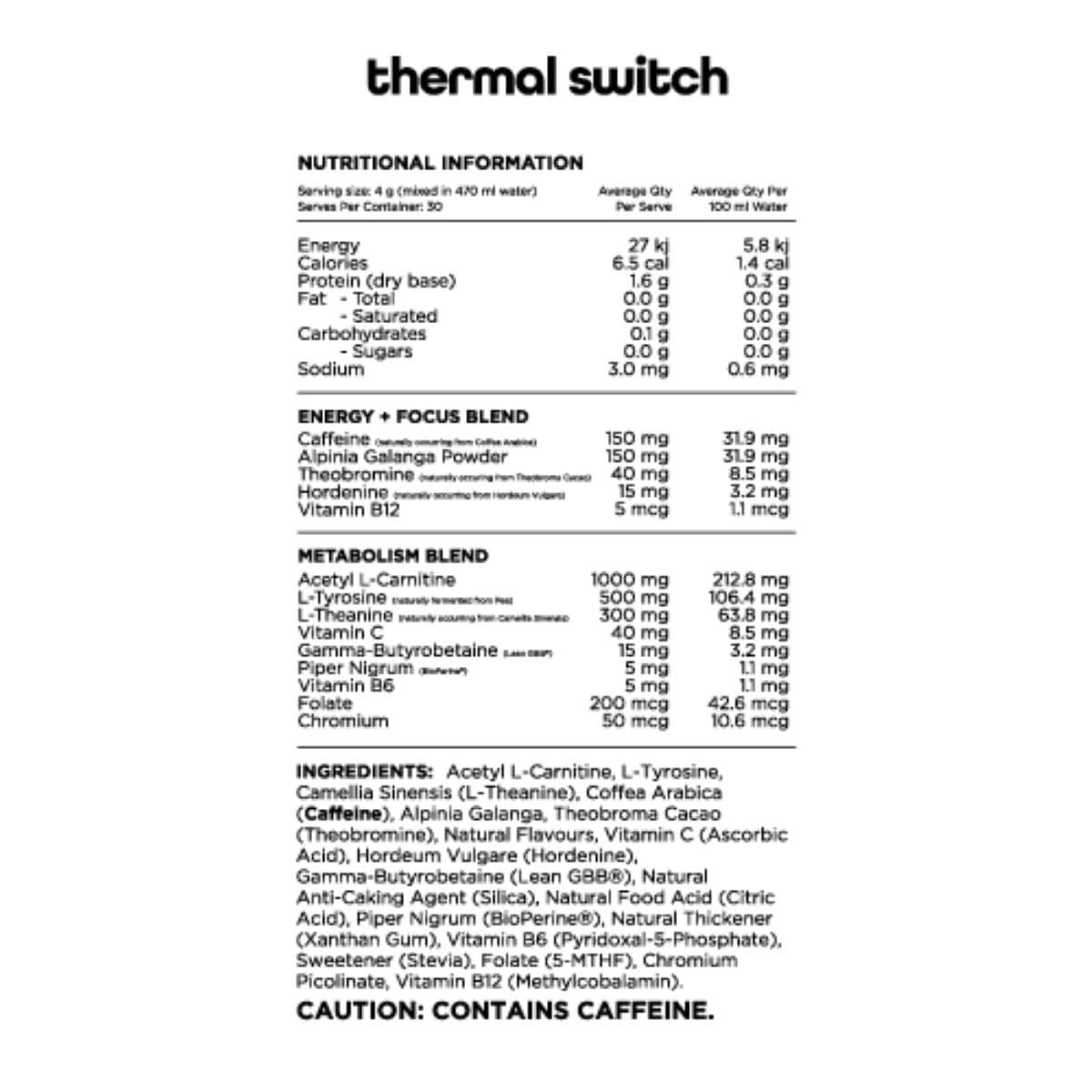 Switch Nutrition Thermal Thermogenic Energy Formula Strawberry Burst 120g