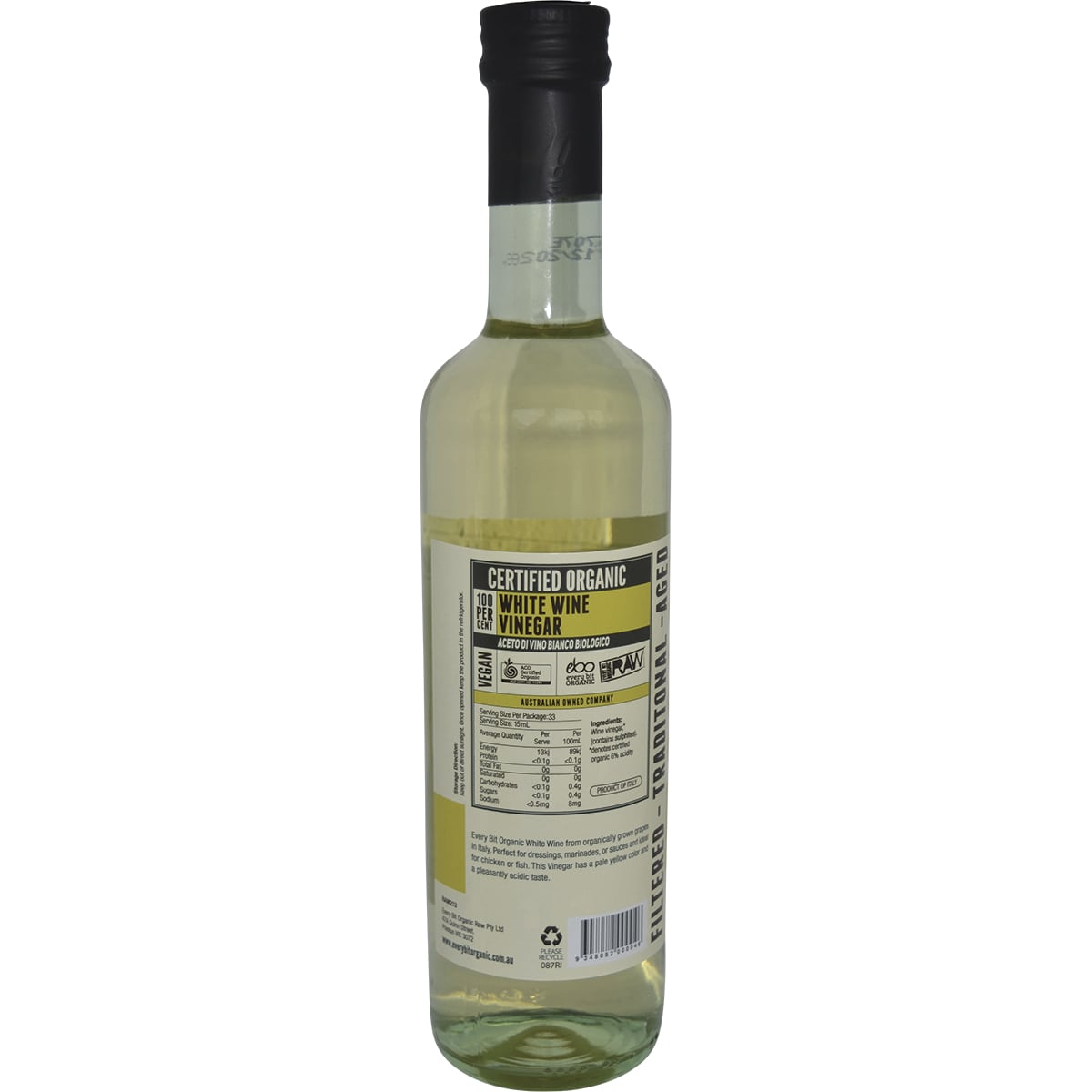 Every Bit Organic Raw White Wine Vinegar 500ml